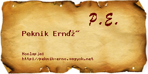 Peknik Ernő névjegykártya